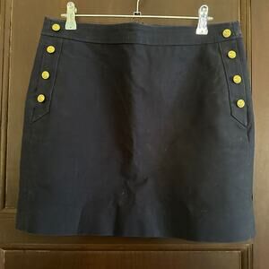 J.Crew | Navy Blue Twill Nautical Mini Skirt with Gold Anchor Buttons Size.8